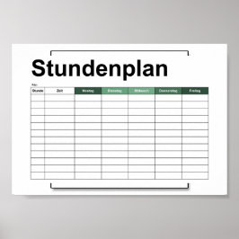stundenplan, plan, plan, poster, deutsch pflücken poster