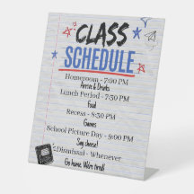 Stundenplan Schild | Zurück zur Schulparty Klasse