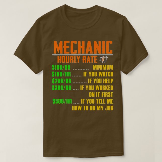 Stundenpreis Funny Mechanism s Geschenkstundentari T-Shirt (Design vorne)