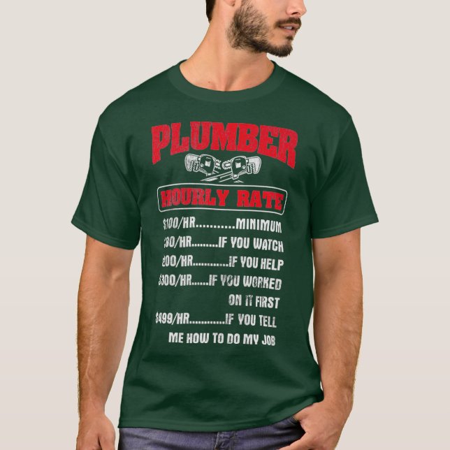 Stundenpreis Pipefitter Rohrleitungstrichter T-Shirt (Vorderseite)