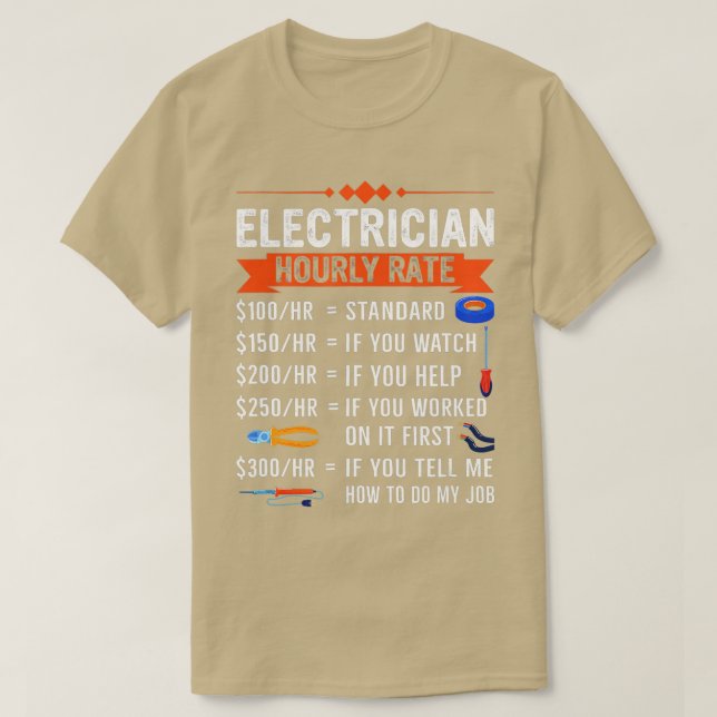 Stundensatz eines Elektro-Werkzeugs mit Entnahme T-Shirt (Design vorne)