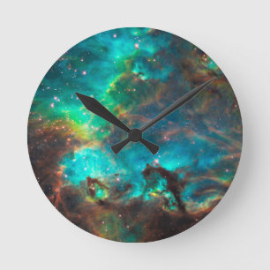 Stunning Aqua Star Cluster Runde Wanduhr