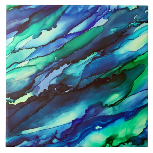 Stunning Blue Alcohol Ink Painting Fliese (Vorderseite)