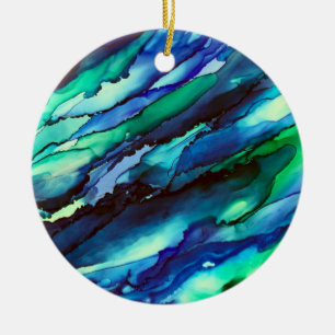 Stunning Blue Alcohol Ink Painting Keramik Ornament