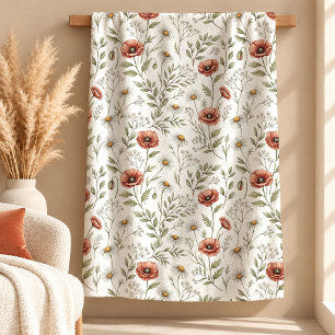 Stunning Boho Rust Sage Florales Bettdecken-Dekor Sherpadecke