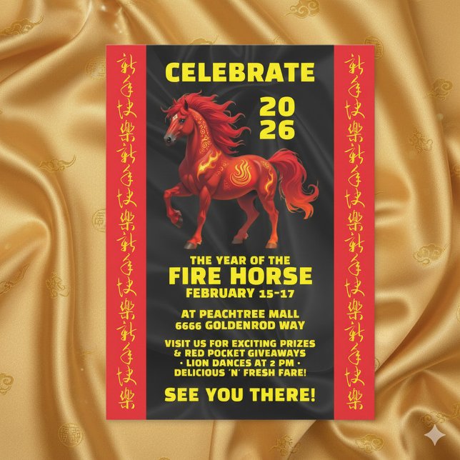 Stunning Chinese Year of the Fire Horse 2026 Einladung (Stunning Chinese New Year of the Fire Horse 2026 Invitation Cover Photo)