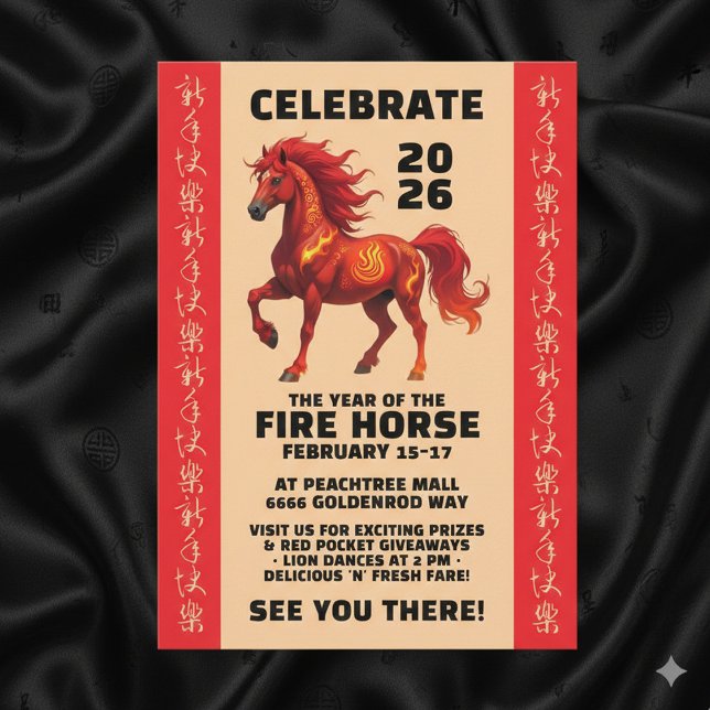 Stunning Chinese Year of the Fire Horse 2026 Einladung (Stunning Chinese Year of the Fire Horse 2026 Invitation Cover Photo)