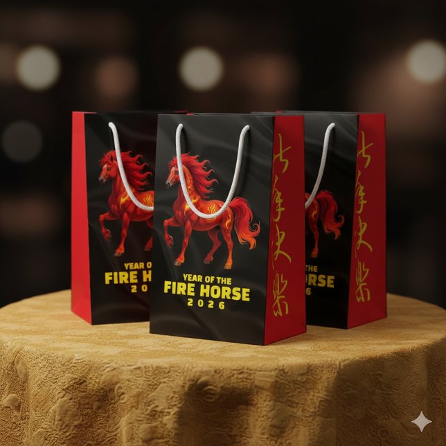 Stunning Chinese Year of the Fire Horse 2026 Kleine Geschenktüte (Year of the Horse 2026 Small Gift Bags Cover Photo)