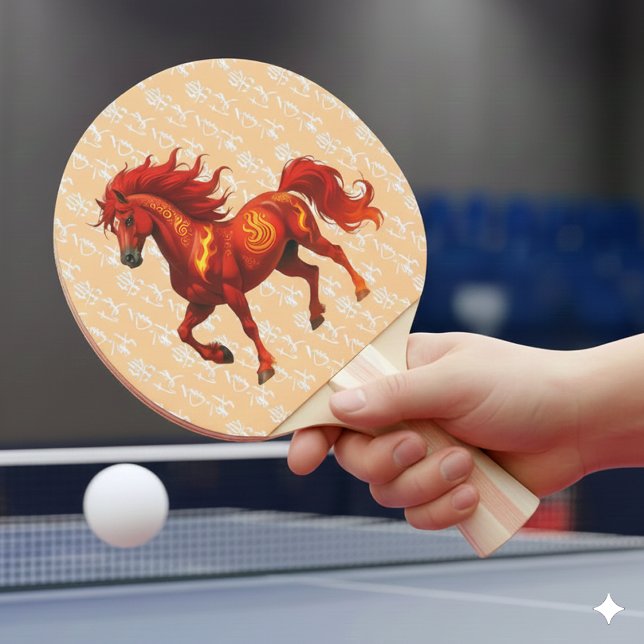 Stunning Chinese Year of the Fire Horse 2026 Tischtennis Schläger (Stunning Year of the Fire Horse 2026 Table Tennis Paddle Cover Photo)