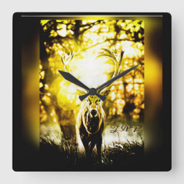 Stunning Deer 01-01 Quadratische Wanduhr