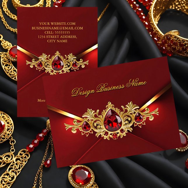Stunning Elegant Regal Red Gold Jewels Gems Visitenkarte (Von Creator hochgeladen)
