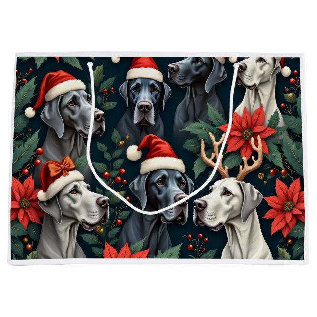Stunning Great Dane Christmas  Große Geschenktüte (Vorderseite)