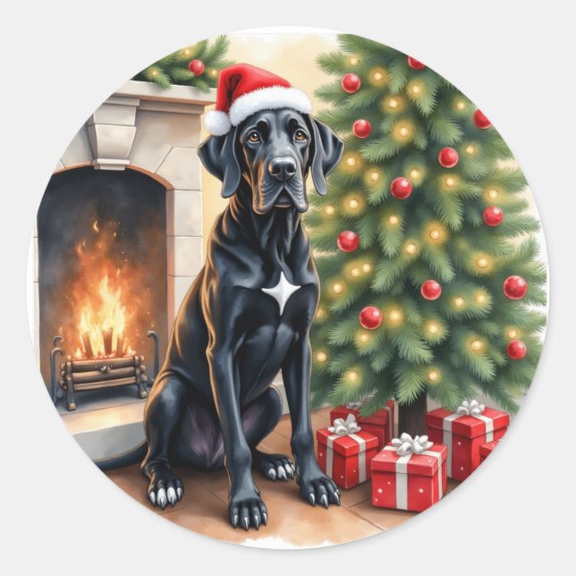 Stunning Great Dane Christmas  Runder Aufkleber (Vorderseite)
