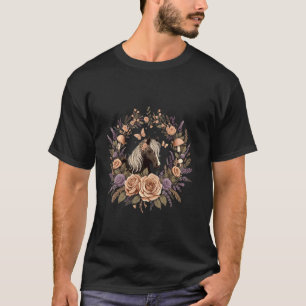 Stunning Horse Liebhaberin in Wildblumen Cottageco T-Shirt