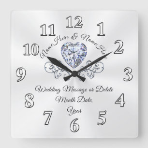 Stunning Personalized Wall Clock Wedding Gift Quadratische Wanduhr
