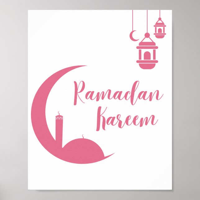 Stunning Ramadan Kareem Red Crescent & Lantern Wal Poster (Vorne)