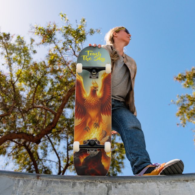 Stunning Red Phoenix Arising from the Flames Skateboard (Außen 1)