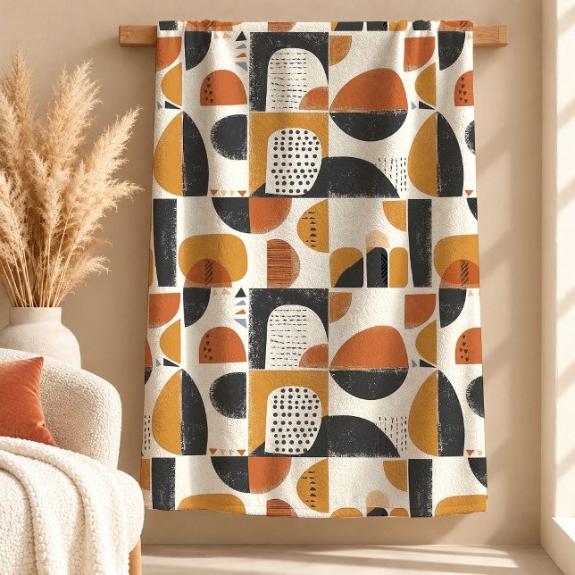 Stunning Rust Kupfer Boho Geometrischer Teppich Fleecedecke (Stunning Rust Copper Boho Geometric Blanket)