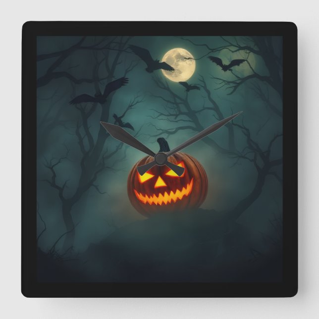 Stunning Sinister – Ultimate Haunted Design Quadratische Wanduhr (Vorderseite)