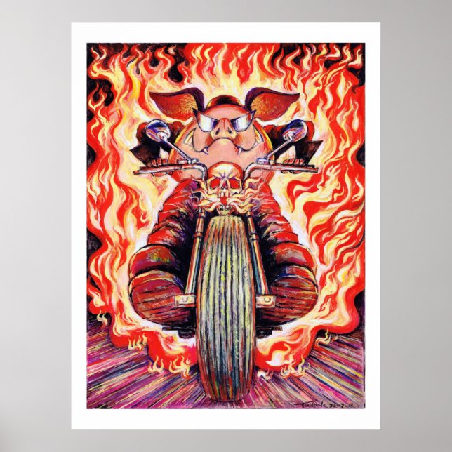 Stunt Riding Pig Poster (Vorne)