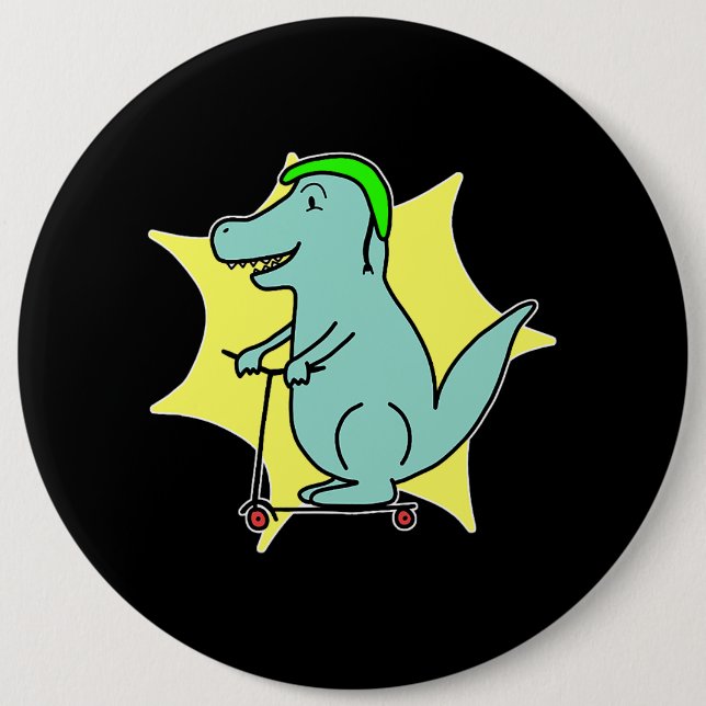 Stunt Scooter Dinosaur Scooter Dragon Comic Animal Button (Vorderseite)