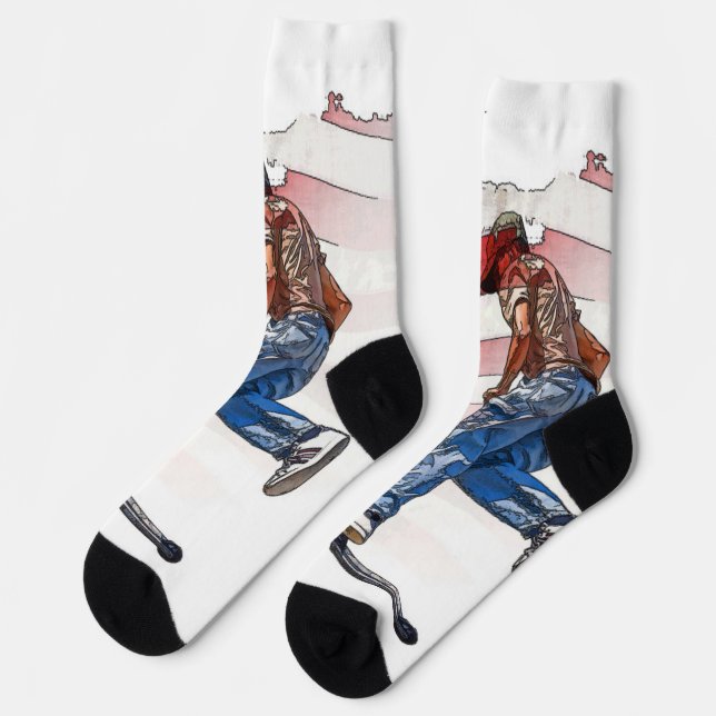 Stunt Scooter Rider und US Flag Socks Socken (Linkes Detail)
