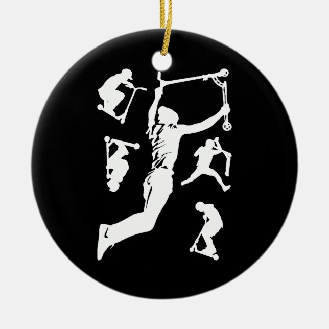 Stunt Scooter Scootering Tricks Keramik Ornament (Vorne)