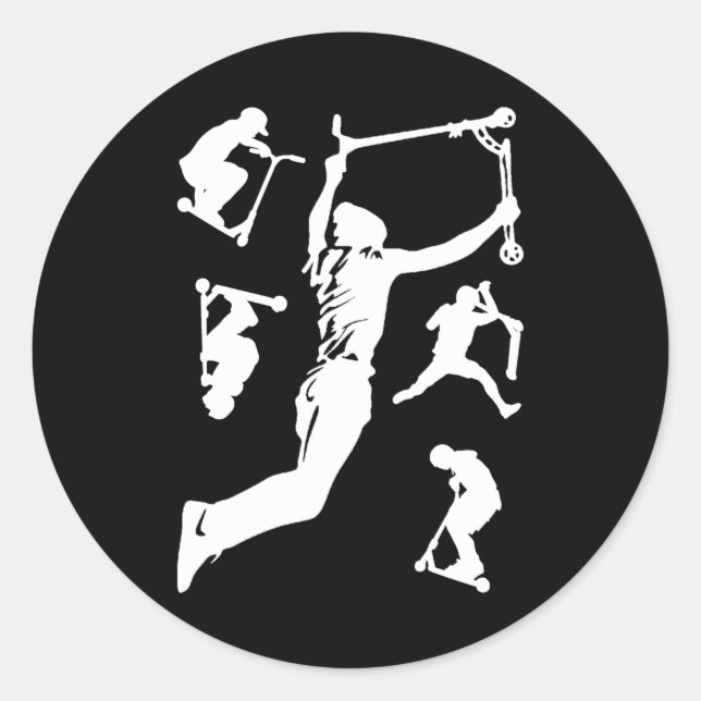 Stunt Scooter Scootering Tricks Runder Aufkleber (Vorderseite)