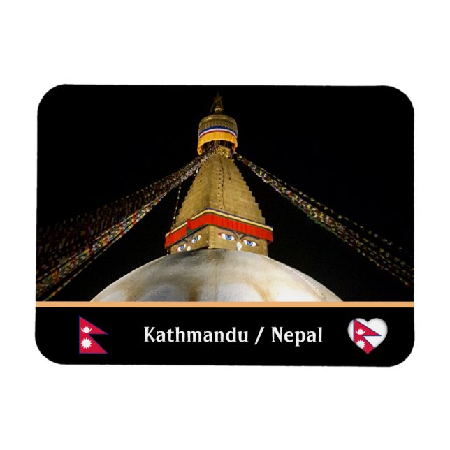 Stupa Boudhanath, Kathmandu am Abend - Nepal Magnet (Horizontal)