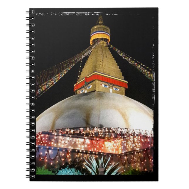 Stupa Boudhanath, Kathmandu am Abend - Nepal Notizblock (Vorderseite)