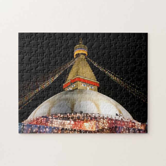 Stupa Boudhanath, Kathmandu am Abend - Nepal Puzzle (Horizontal)