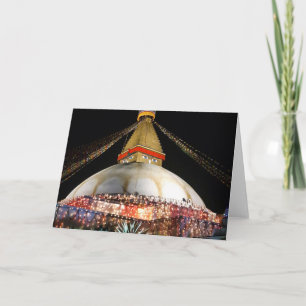 Stupa Boudhanath, Kathmandu bei Nacht - Nepal Card Karte