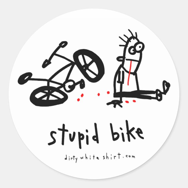 Stupid Bike Runder Aufkleber (Vorderseite)