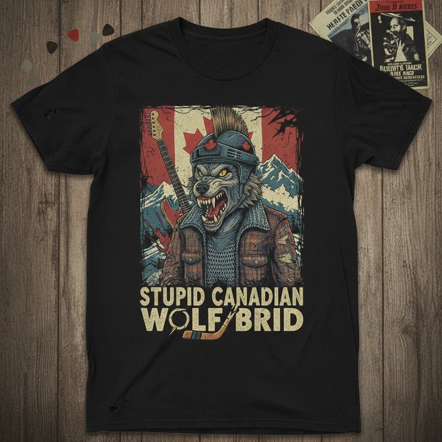 Stupid Canadian Wolf Bird funny hockey humor shirt (Von Creator hochgeladen)
