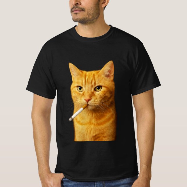 Stupid Cool Funny Cat Meme| Rauchkatze mit Zigar T-Shirt (Vorderseite)
