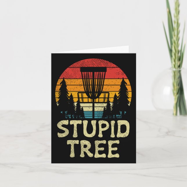 Stupid Tree Disc Golf Basket Retro Frisbee Golfing Karte (Vorderseite)