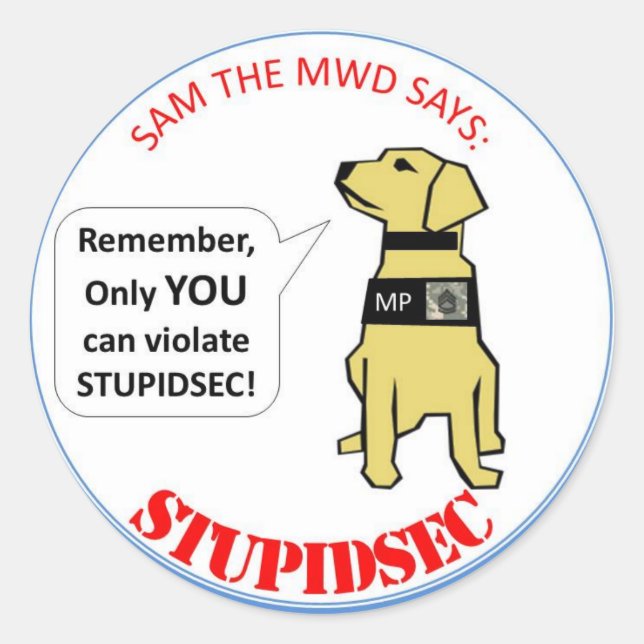STUPIDSEC RUNDER AUFKLEBER (Vorderseite)