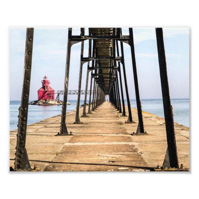 Sturgeon Bay Lighthouse Pierhead Print Fotodruck (Vorne)