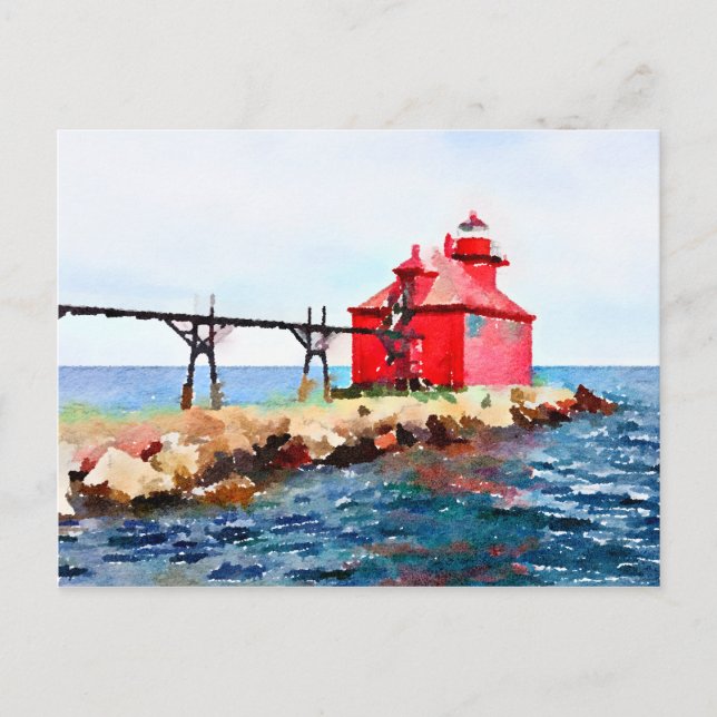Sturgeon Bay, Wisconsin Pierhead Lighthouse Postkarte (Vorderseite)