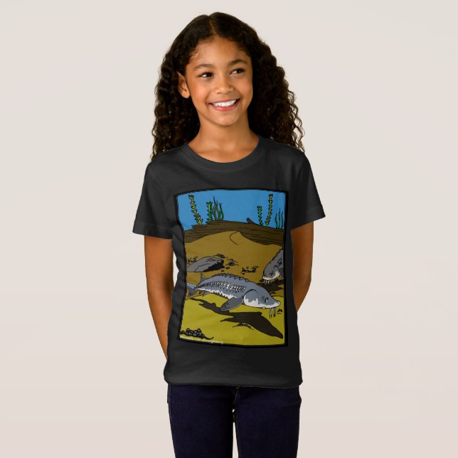 STURGEON COLORING PAGE & SCUTES - girls t-shirt (Vorne ganz)