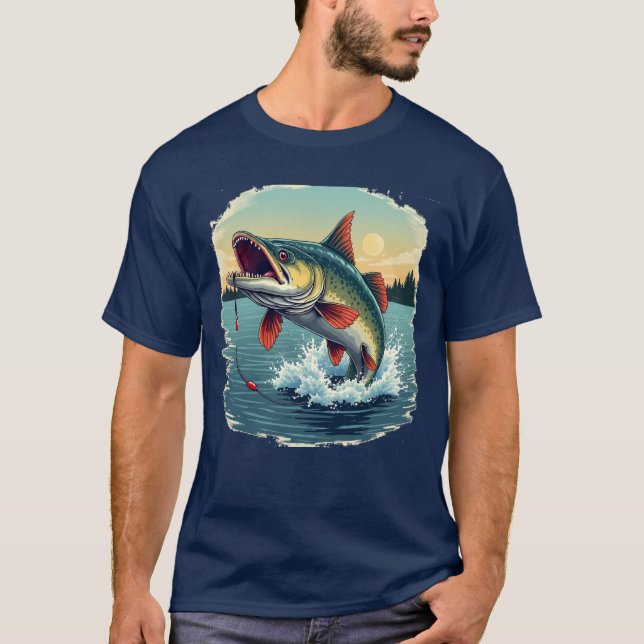 Sturgeon Fishing Jump Grafischer T - Shirt (Vorderseite)