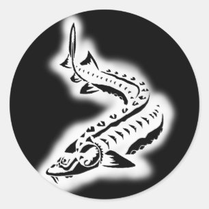 Sturgeon Tribal Glow Runder Aufkleber