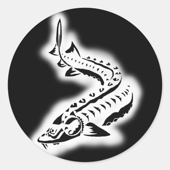Sturgeon Tribal Glow Runder Aufkleber (Vorderseite)