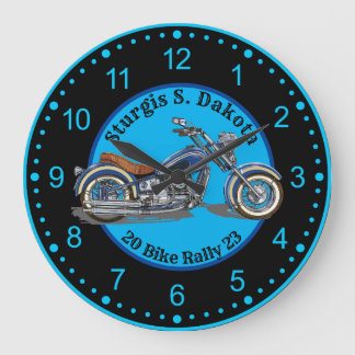 Sturgis BIke Kundgebung 2023 Blaues Motorrad Große Wanduhr
