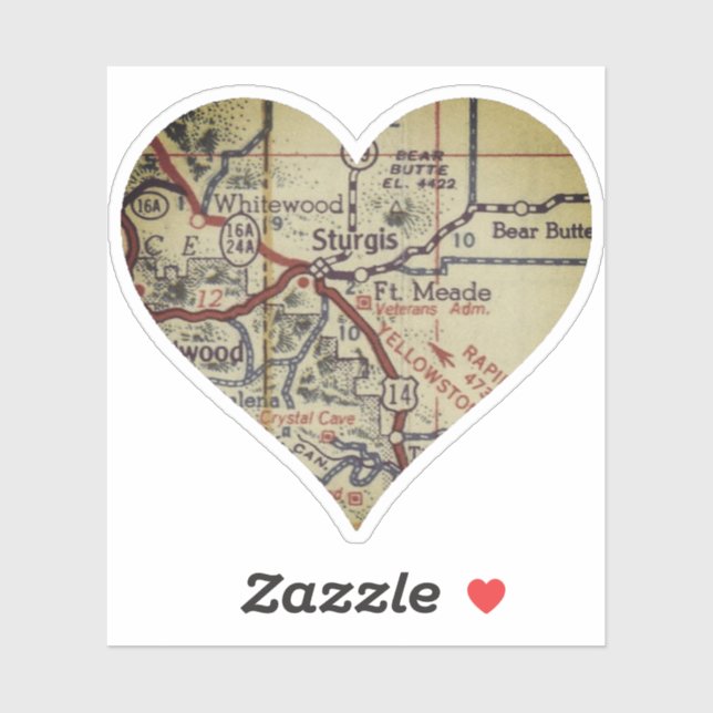 Sturgis Vintag Map Aufkleber (Blatt)