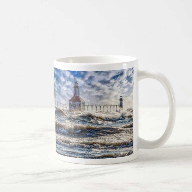 Sturm am St Joseph Lighthouse Kaffeetasse (Rechts)