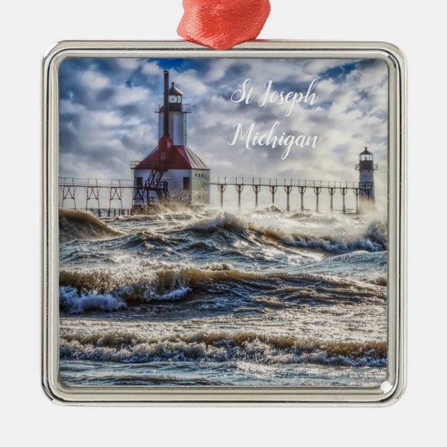 Sturm am St Joseph Lighthouse Ornament Aus Metall (Vorne)