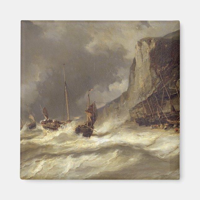 Sturm an der Küste in Etretat, Normandie, 1851 Magnet (Vorne)
