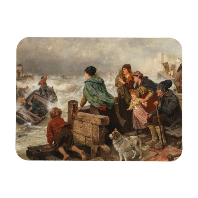 Sturm an der Küste (von Rudolf Jordan) Magnet (Horizontal)
