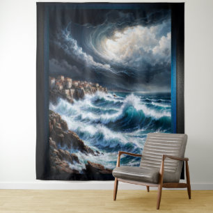 Sturm an der Mittelmeerküste Kunst von Xendor7 Wandteppich